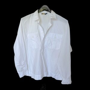 Polo Ralph Lauren Womens XL White Cotton Popover Shirt Dolman Sleeve Pockets